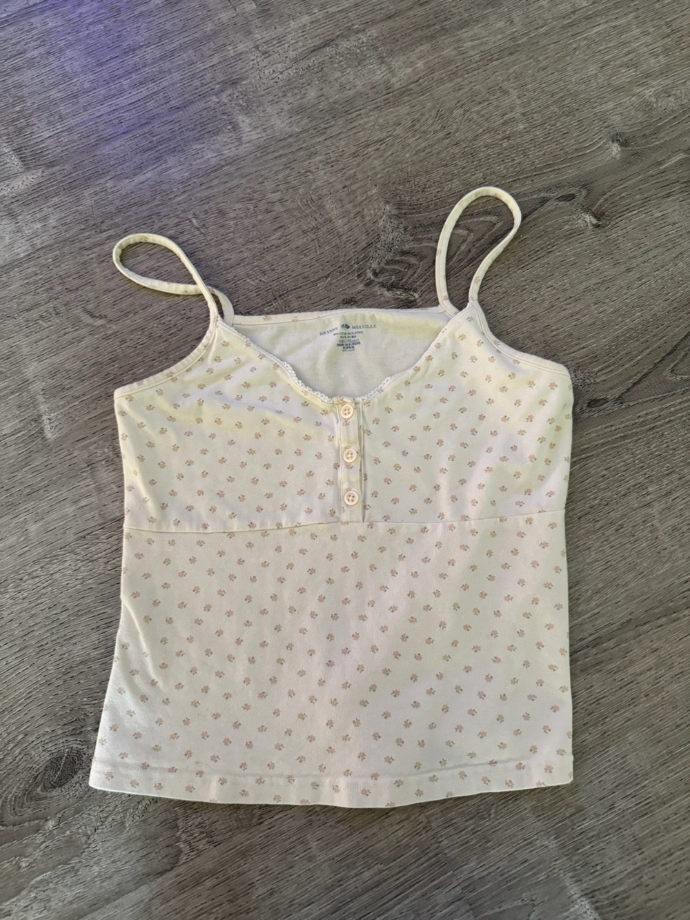 Brandy Melville Cream Floral Button-Front Cami